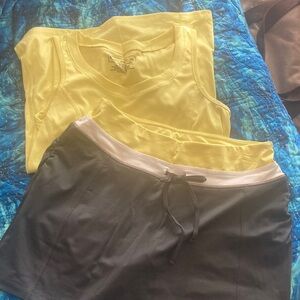 Yellow Tank Top and Black Skirt Set